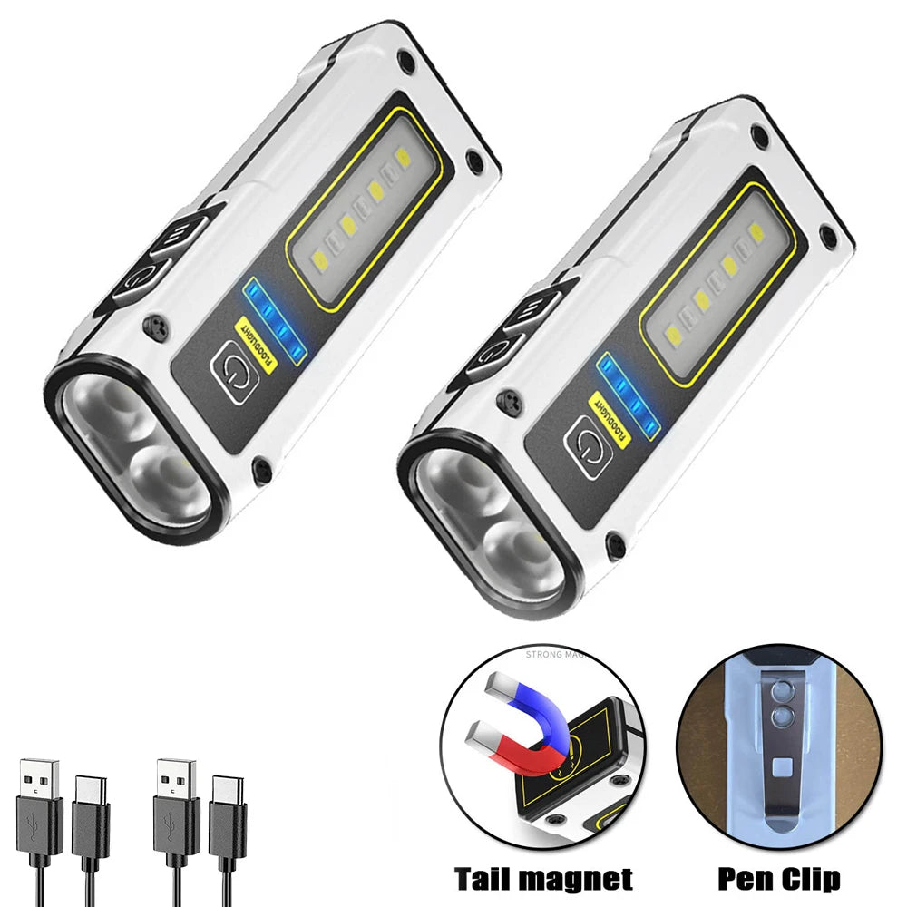 Portable Mini Flashlight High Power LED USB Rechargeable Tactical Flashlight with strong magnet Outdoor Emergency Lighting Torch-WAYBIKER