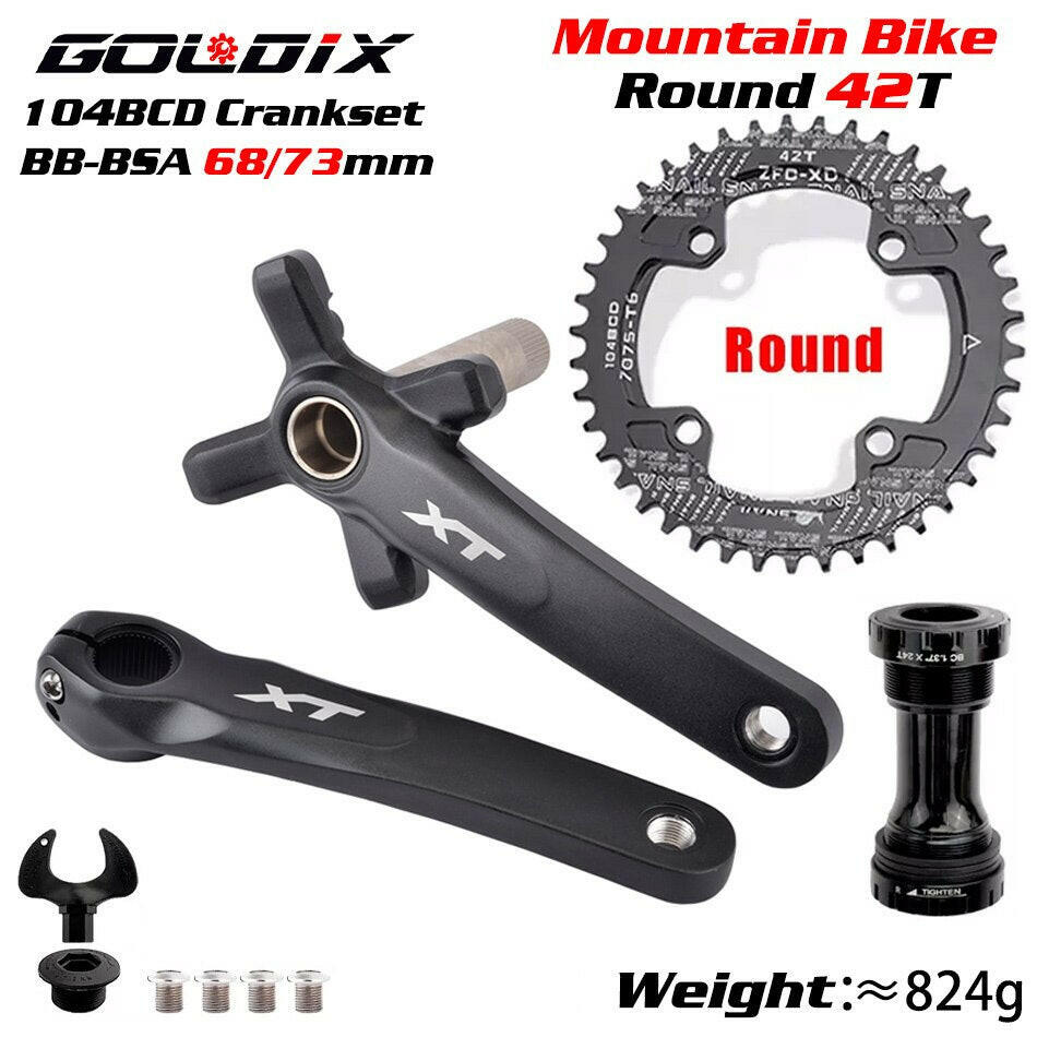 GOLDIX XT Bicycle Crankset 104BCD Chainring Wide Narrow 32-42T 170/175mm Forged Crank Compatible with SHIMANO/SRAM 11-12Speed-WAYBIKER