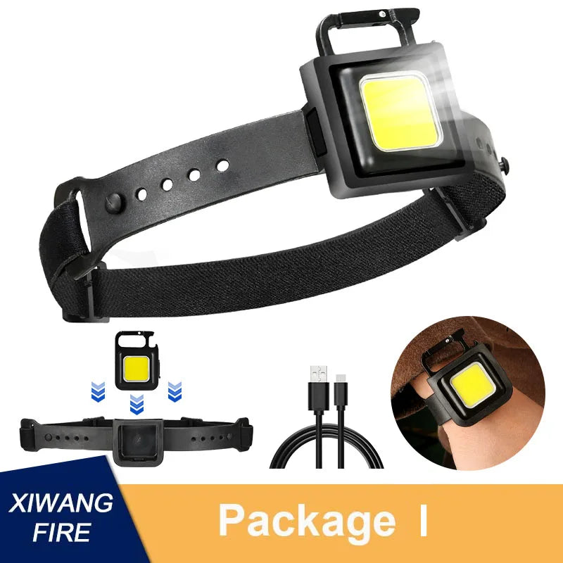Mutifuction Portable USB Rechargeable Pocket Work Light Mini LED Keychain Light with Corkscrew Outdoor Camping Fishing Climbing-WAYBIKER