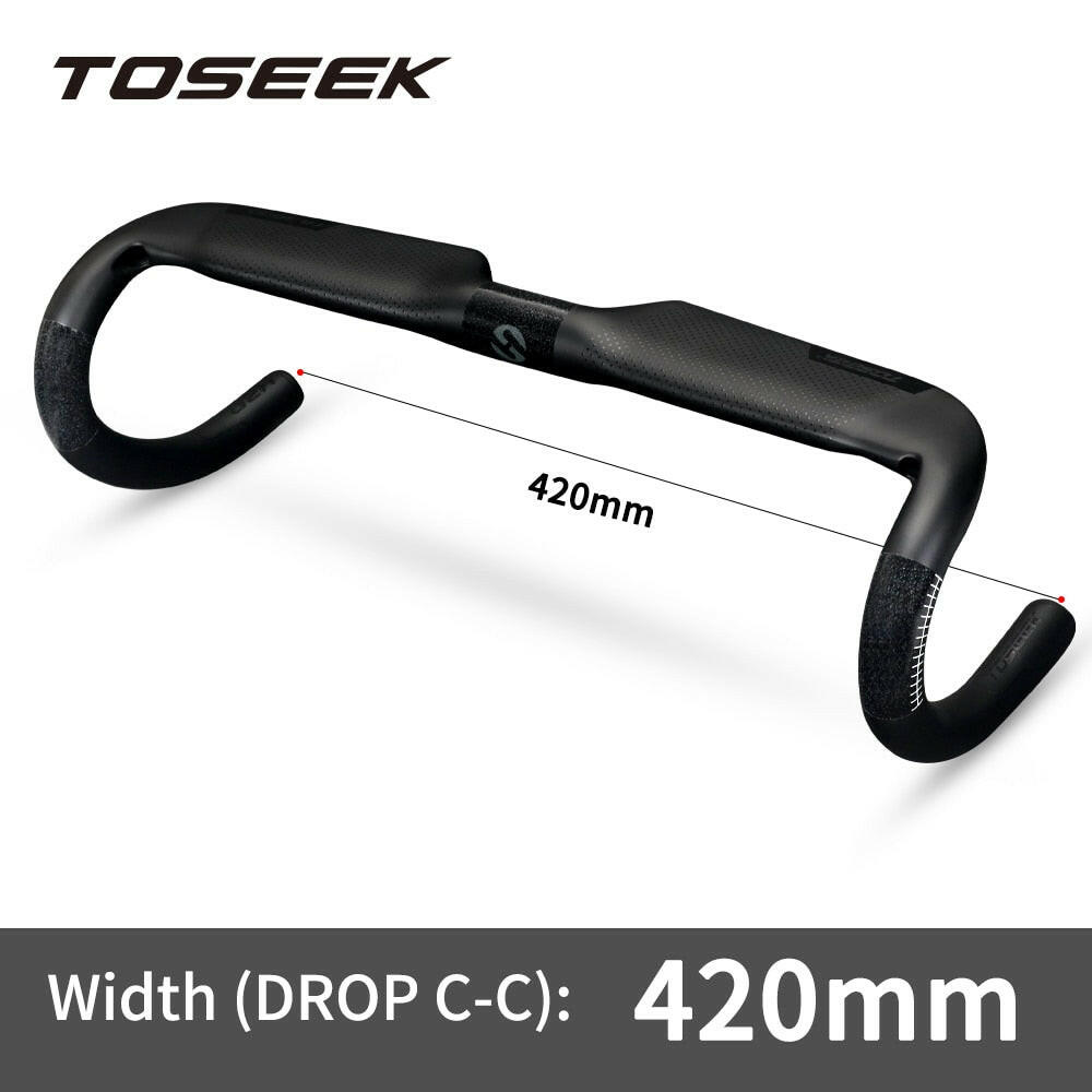 TOSEEK Bike Carbon Road Handlebar TR-3000 UD Matt Bicycle Handle Bar Ultra Light Integrated Handlebars-WAYBIKER