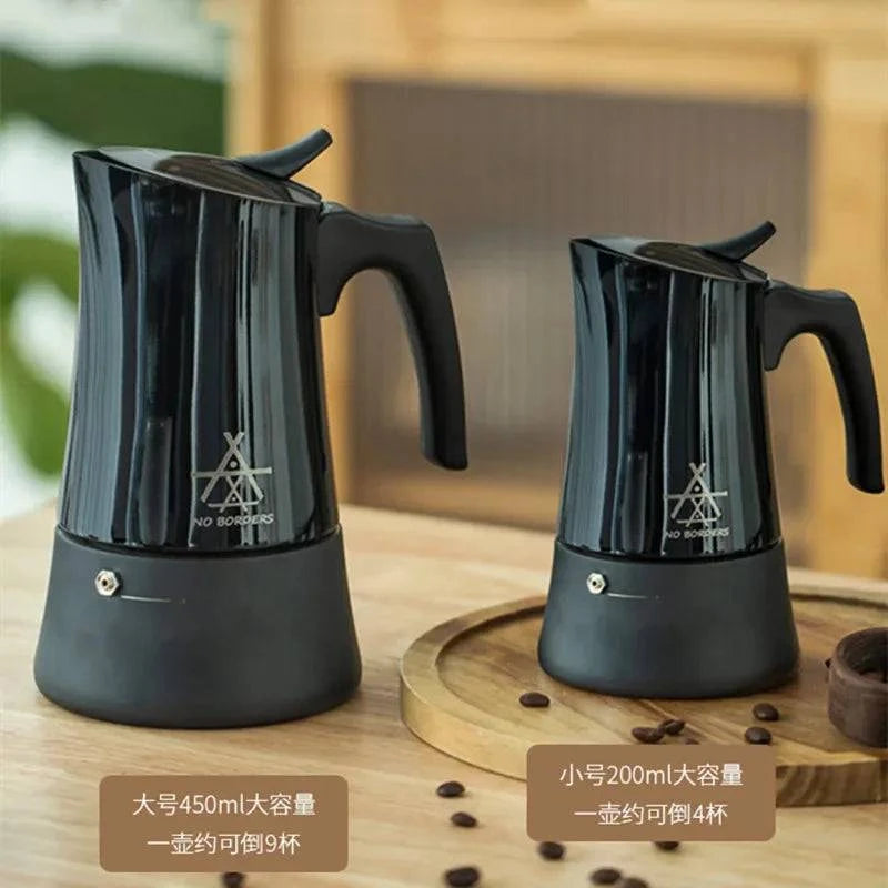 ALOCS KW-K31 Outdoor Camping Hand Made Mocha Pot  Stainless Steel Italian Coffee Maker Camp Cooking Set Espresso Extractor Pot-WAYBIKER