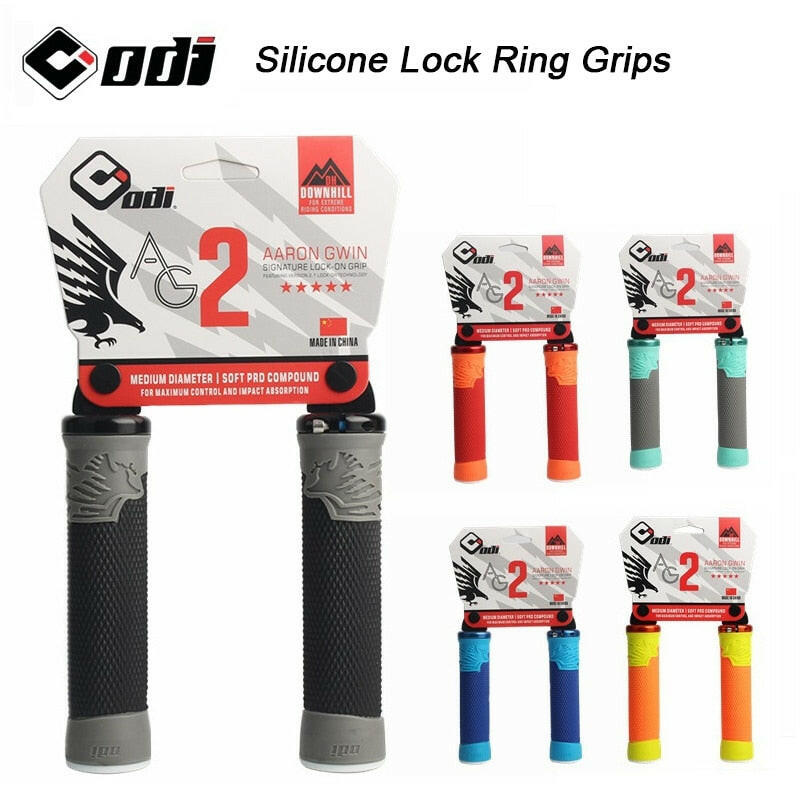 ODI MTB Bike Silicone Grips Comfortable Lockable Handle Grip CNC aluminum lock ring Anti-Slip two-tone Handlebar Grip Bike Parts-WAYBIKER