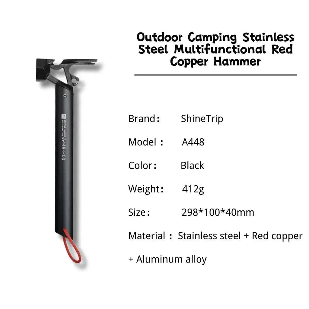 Shinetrip Camping Stainless Steel Hammers Outdoor Multifunctional Tools Camping Ultra-light Aluminium Ground Spike Hammer ﻿-WAYBIKER
