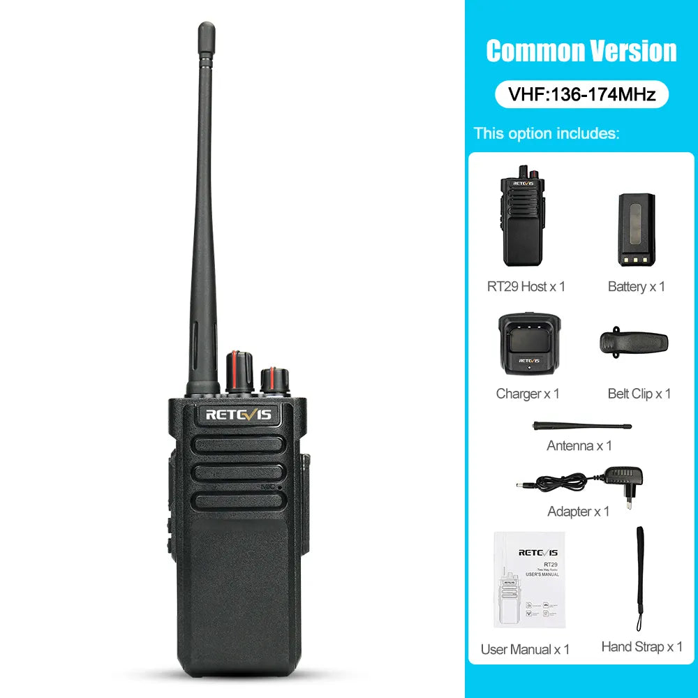 Retevis RT29 10W Walkie Talkie Long Range 3-5Km Powerful IP67 Waterproof VHF or UHF 1pc or 2pcs Durable Two Way Radio Station-WAYBIKER