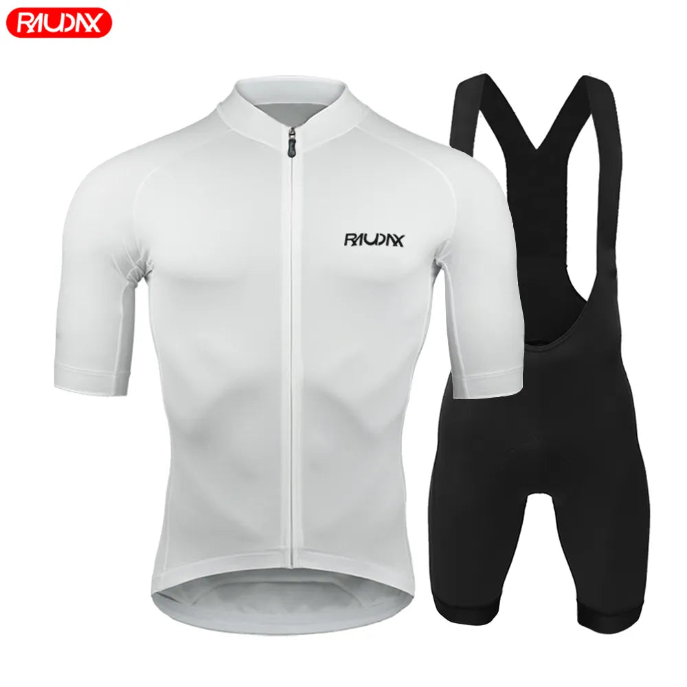 Raudax Team 2023 Men Summer Short Sleeve Cycling Jersey Set MTB Maillot Ropa Ciclismo Bicycle Wear Breathable Cycling Clothing