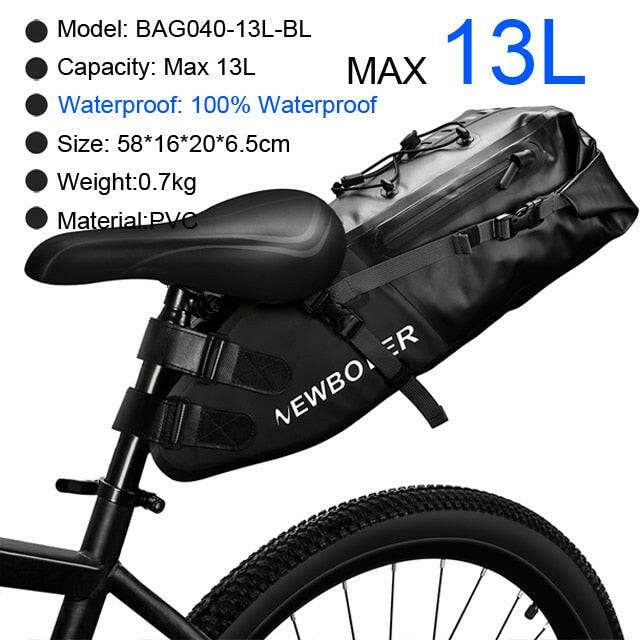 NEWBOLER Bike Bag Waterproof 13L Large Capacity Bicycle Saddle Bag Cycling Foldable Tail Rear Bag MTB Road Trunk Bikepacking-WAYBIKER