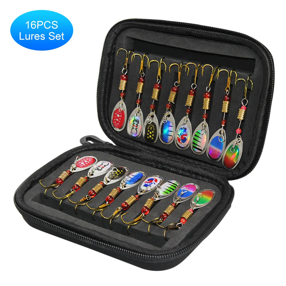 16pcs/20pcs Set Fishing Spoons Lures Metal Baits Set forCasting Spinner Fishing Bait with Storage Bag Case For Outdoor Fishing-WAYBIKER