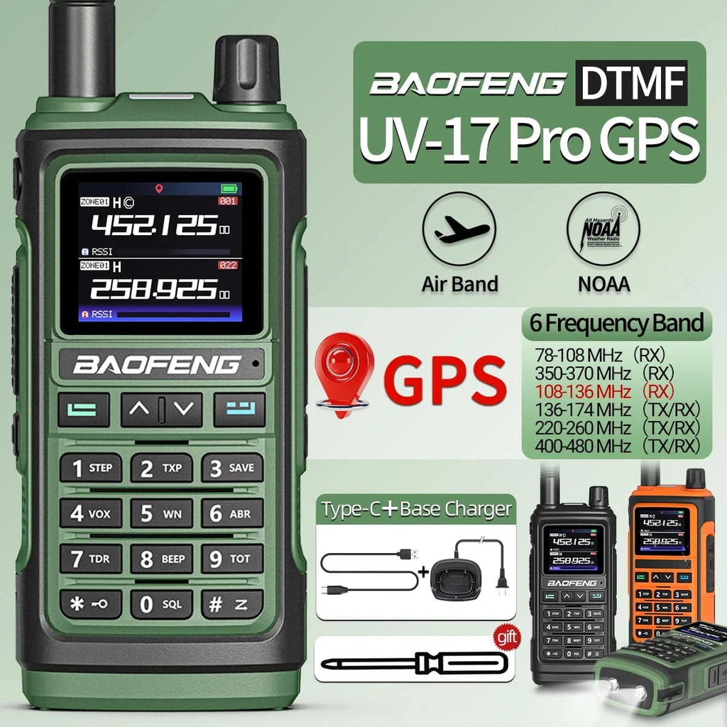 Baofeng UV-17 PRO GPS Air Band Walkie Talkie 999CH Wireless Copy Frequency Type-C Charger NOAA AM FM Protable Ham Two Way Radio-WAYBIKER