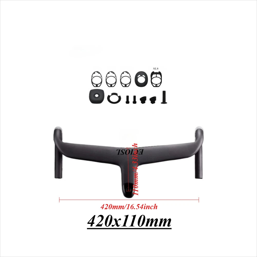 ECIOSL Carbo handlebar carbon stem roval Internal Cable Routing Road Bicycle Handlebar Cockpit Di2 color changing laser