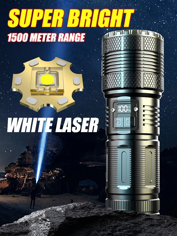 80W High Power Led Flashlights Rechargeable Tactical torch 7800mah Built-in Battery Light Emergency Spotlights Camping Lantern-WAYBIKER