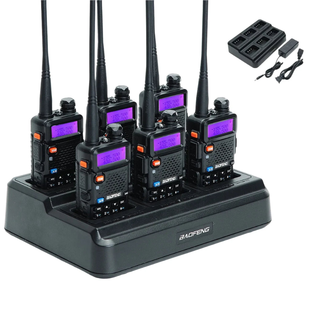 Baofeng UV-5R Six Way Charger Multi Unit Two Way Radio Charger for Baofeng BF-F8HP UV-5R+ UV-5RE UV-5RTP UV-5X3 Walkie Talkie an-WAYBIKER