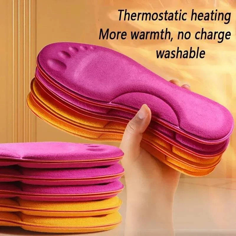 2Pairs Self Heating Insoles Thermostatic Thermal Insole Massage Memory Foam Arch Support Shoe Pad Heated Pads Winter Men Women-WAYBIKER