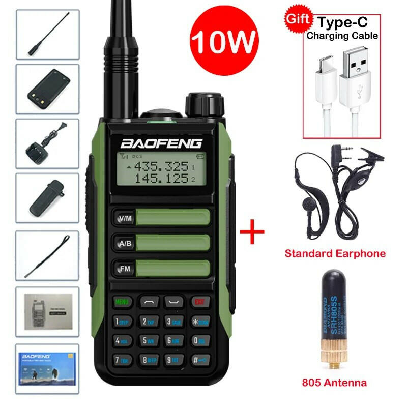 2023 Baofeng UV-16 MAX Walkie Talkie 10 KM Military 10W Powerful Waterproof VHF UHF CB Ham Dual Band Two Way Radio USB-C Charger-WAYBIKER