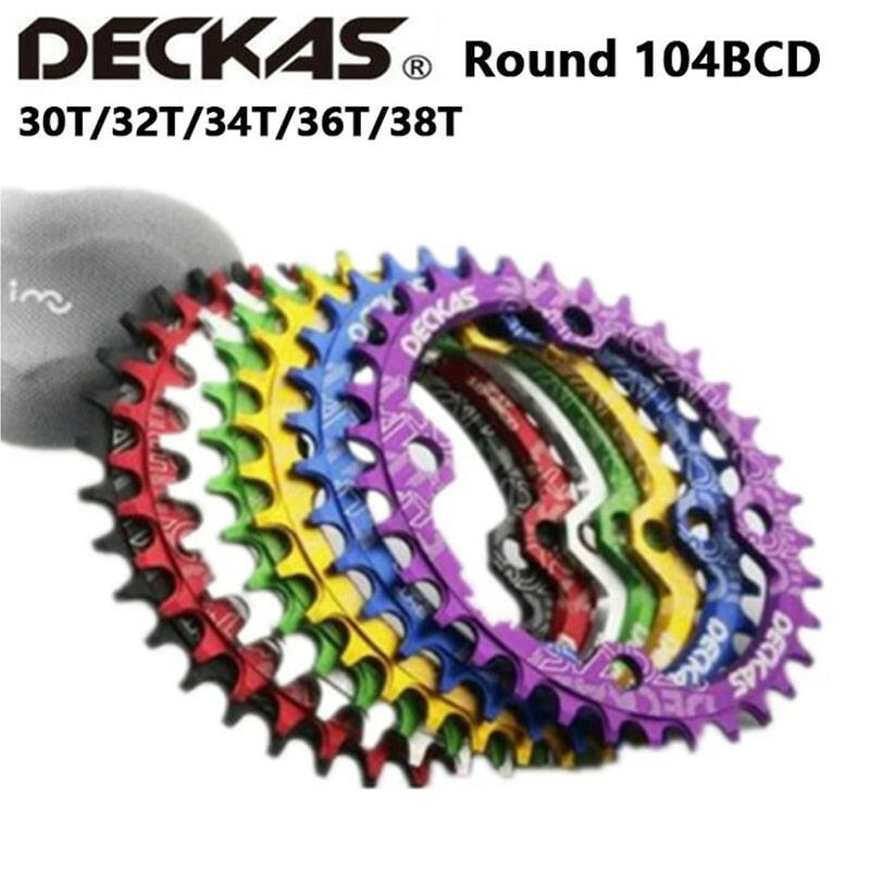 Deckas 104BCD Round Narrow Wide Chainring MTB Mountain bike bicycle 104BCD 32T 34T 36T 38T crankset Tooth plate Parts 104 BCD