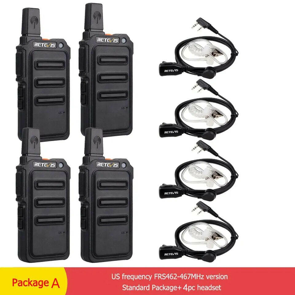 RETEVIS Walkie Talkie 4 Pieces PMR 446 VOX Two-way Radio RT19/RT619 Transceiver Comunicador for Hunting Fishing Hotel Restaurant-WAYBIKER