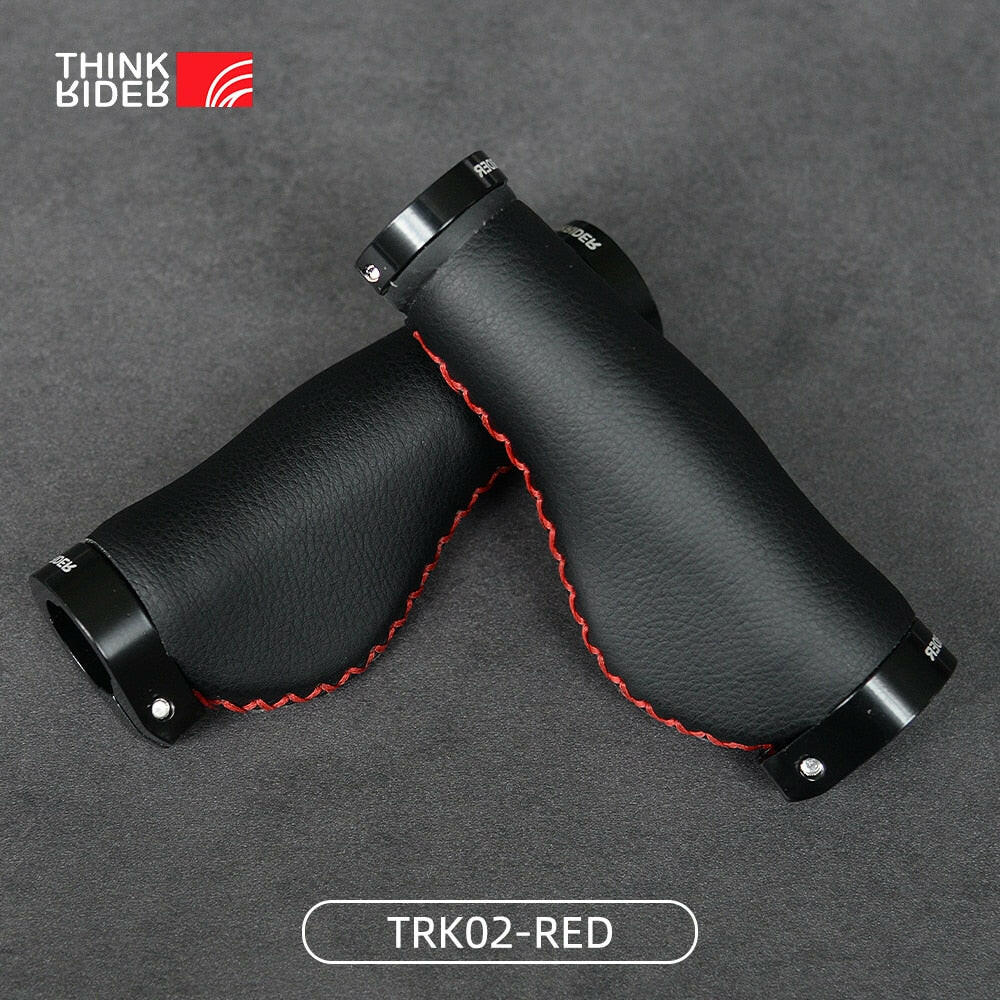ThinkRIder Fiber leather Bicycle  Handlebar Grips City  Bike Scooter MTB Cover Handle  Bar End Non-slip Aluminum Lock-WAYBIKER