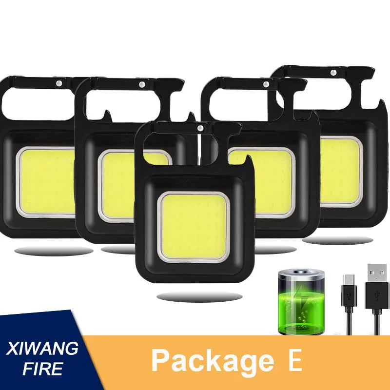 Mutifuction Portable USB Rechargeable Pocket Work Light Mini LED Keychain Light with Corkscrew Outdoor Camping Fishing Climbing-WAYBIKER