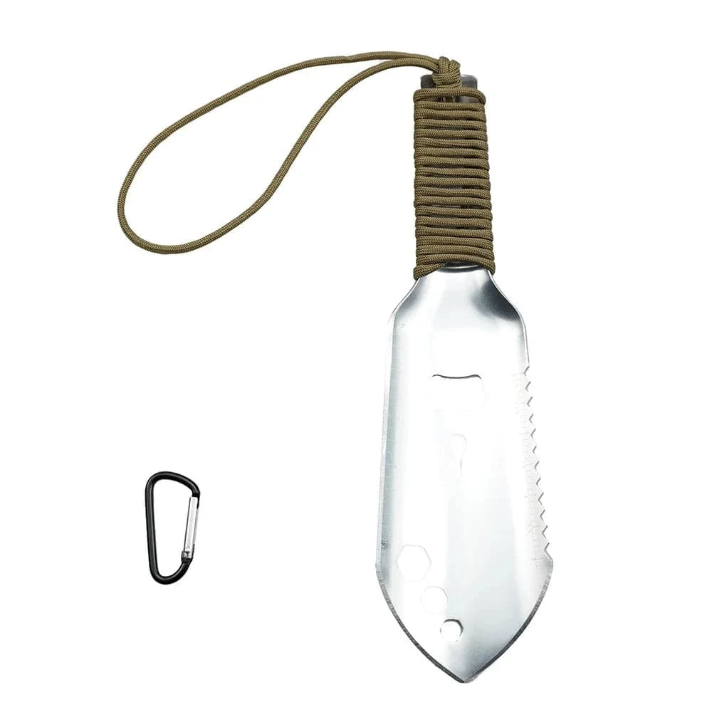Multipurpose Camping Shovel Aluminum Alloy Outdoor Portable Shovel with 2.5m Paracord Garden Hand Trowel Hiking Shovel-WAYBIKER