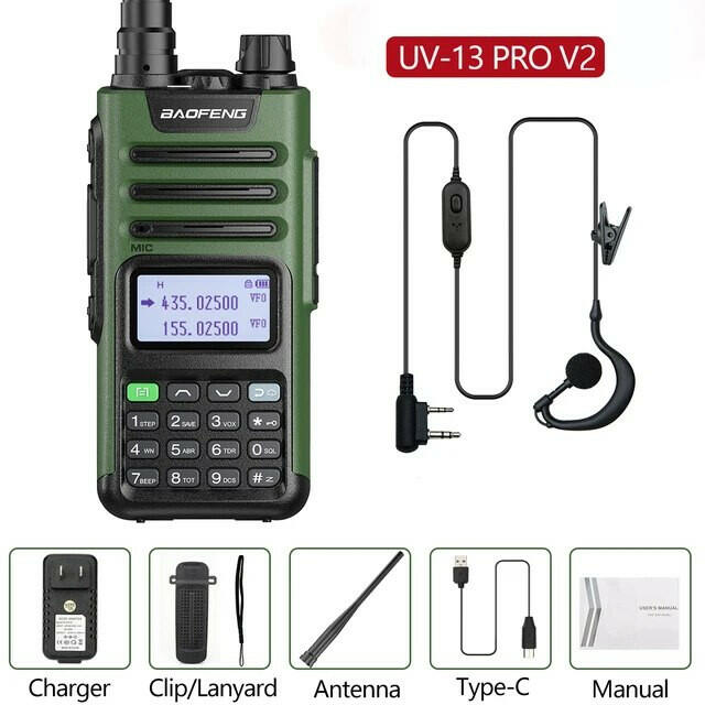Baofeng UV-13 PRO Ham Radio 16 KM Long Range Distance Dual Band 999 Channel Type-C Charging Walkie Talkie Upgrade UV-5R UV-10R-WAYBIKER