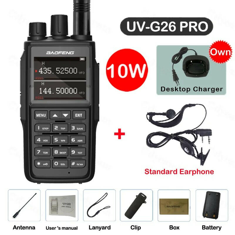 2023 Baofeng UV G26 PRO Waterproof Walkie Talkie 10W Two Way Radio UHF VHF Ham CB Radio Upgraded UV17 UV-16 UV9R PRO Long Range-WAYBIKER