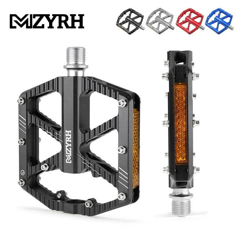 Reflective Bicycle Pedal 3 Bearings Non-Slip MTB Pedals Aluminum Alloy Flat  Waterproof Bicycle parts-WAYBIKER