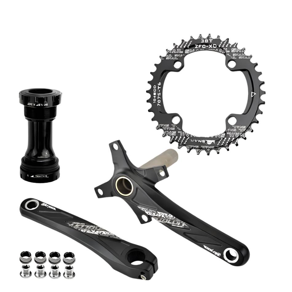 GOLDIX Bicycle Crank Chainring 104BCD MTB Bike Crank Aluminum Alloy with Bottom 170mm Crank Black 32T 34T 36T 38T Plate-WAYBIKER
