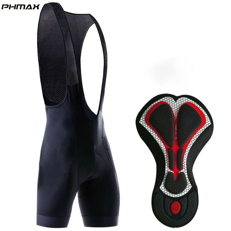 PHMAX Men's Cycling Bib Shorts Padded Mens Padded Biking Shorts Cycle Bib Tights Breathable Lightweight-WAYBIKER
