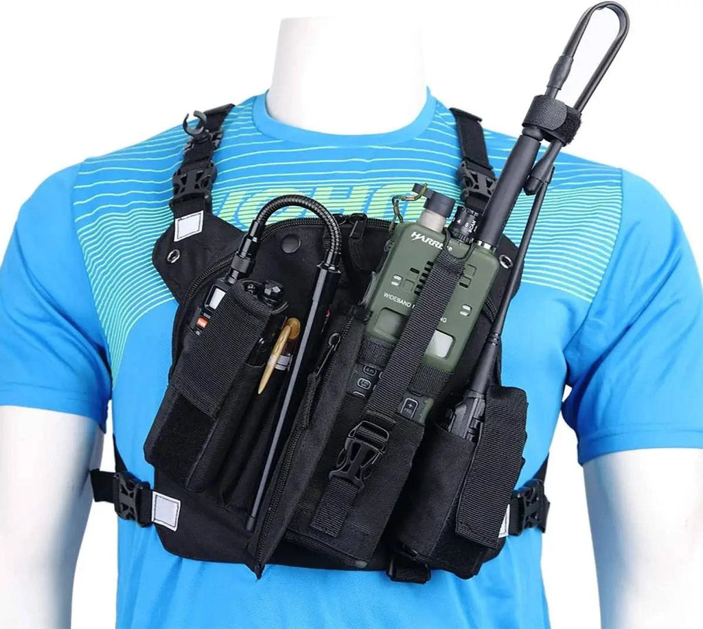 Baofeng Double Radio Shoulder Holster Chest Harness Holder Vest Rig for Two Way Radio Rescue Essentials-WAYBIKER