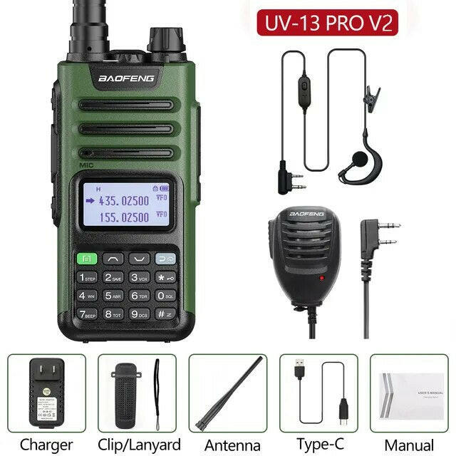 Baofeng UV-13 PRO Ham Radio 16 KM Long Range Distance Dual Band 999 Channel Type-C Charging Walkie Talkie Upgrade UV-5R UV-10R-WAYBIKER