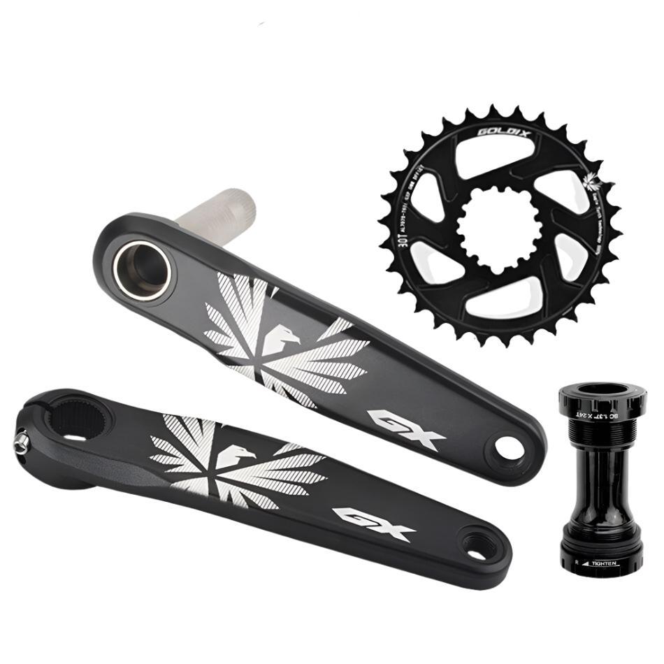 GOLDIX GX Bicycle Crankset 170/175mm Crank Install Directly GXP 0mm Offset Chainring 30/32/34/36/38T Mountain Bike Crankset-WAYBIKER