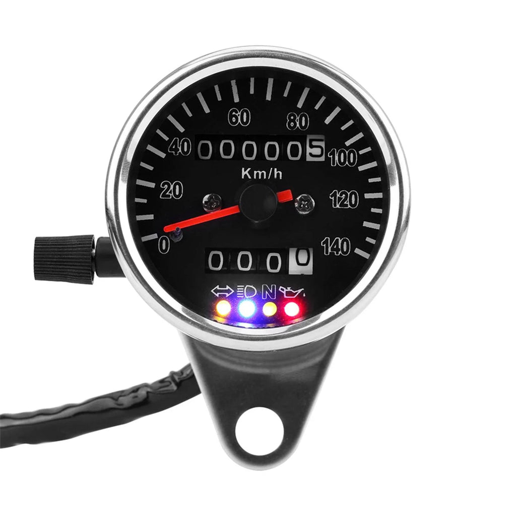 Cafe Racer Retro Custom Motorcycle Mechanical Speedometer with LED Indicator Odometer 140km/h-WAYBIKER