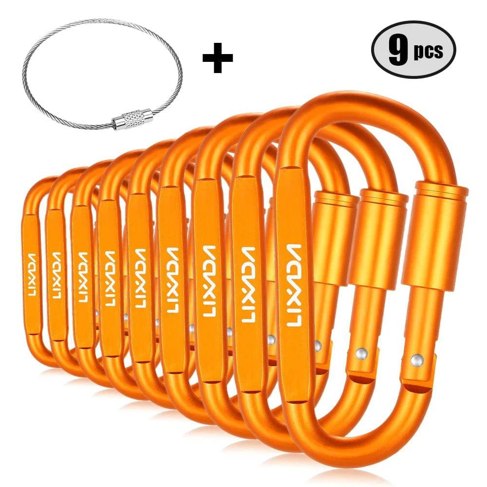 Lixada 1Pcs D-Ring Carabiner Camping Survival Tool Outdoor Key Chain Climbing Carabiner Screw Lock Hook Aluminum Hanging Buckle-WAYBIKER