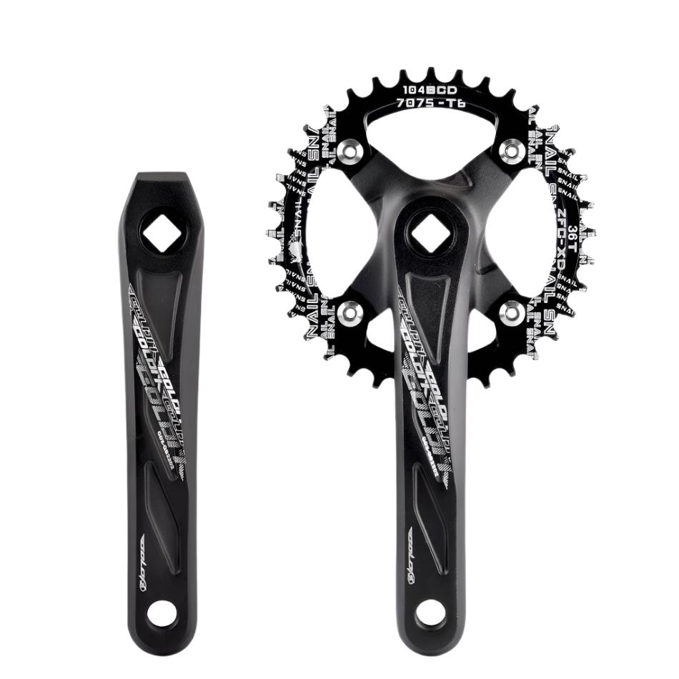 GOLDIX Square Hole Bicycle Crankset Aluminum Alloy MTB Crank 170/175mm Length Narrow Wide Teeth 104BCD 32/34/36/38/40/42T-WAYBIKER