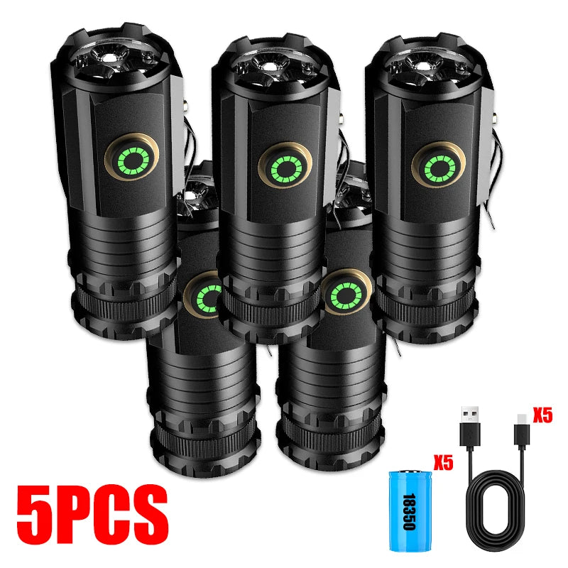 P35 2000LM Powerful LED Flashlight Mini EDC High Power Tactical Torch 5 Modes USB Rechargeable Camping Lantern Use 18350 Battery-WAYBIKER