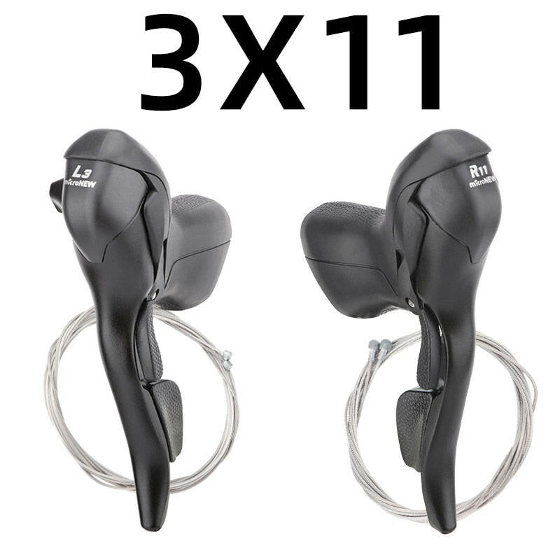 MicroNEW Road Bike Shifter 3x7 3x8 3x9 3x10 Speed Brake Levers Bicycle 2x7 2x8 2x9 2x10 Speed Front Derailleur For Shimano-WAYBIKER