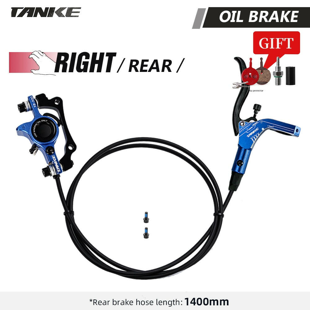 TANKE MTB Bike Hydraulic Disc Brake Set 160mm Rotors Oil Calliper Plate Front Rear Mountain Bicycle Clamp 22.2mm Handle A Pillar-WAYBIKER