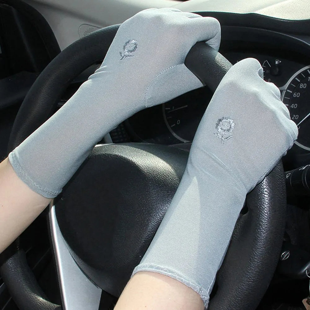 Women Mid-long Sunscreen Gloves Summer Spring Thin Elastic Anti UV Driving Gloves Slip Resistant Etiquette Gloves-WAYBIKER