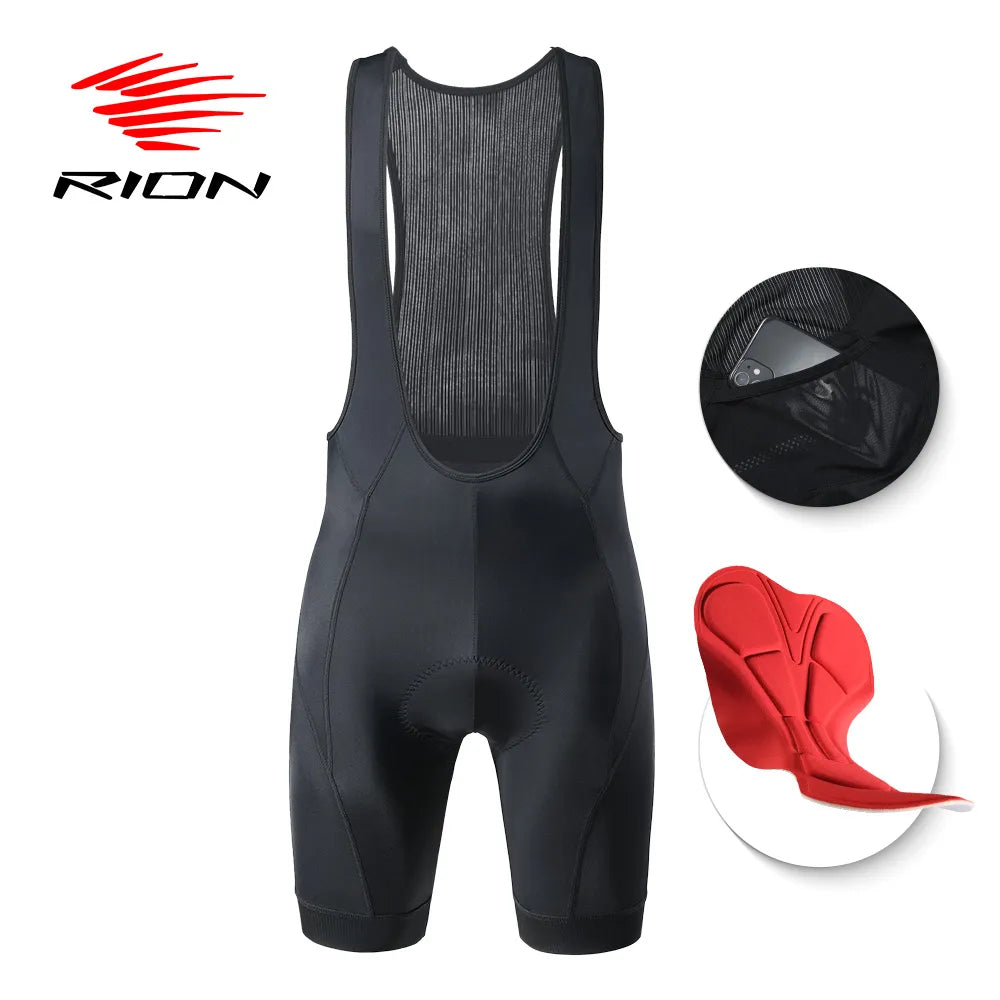RION Cycling Bib Shorts Men Road BIke MTB Wear Bicycle Clothes Padded Tights With Pockets Male Biker Bibs Motorcycle 5 Hours Pro-WAYBIKER