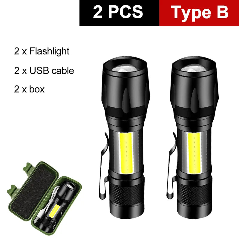 Mini Rechargeable LED Flashlight High Power Zoom Torch Outdoor Camping Strong Lamp Lantern Waterproof Tactical Flashlight mini-WAYBIKER