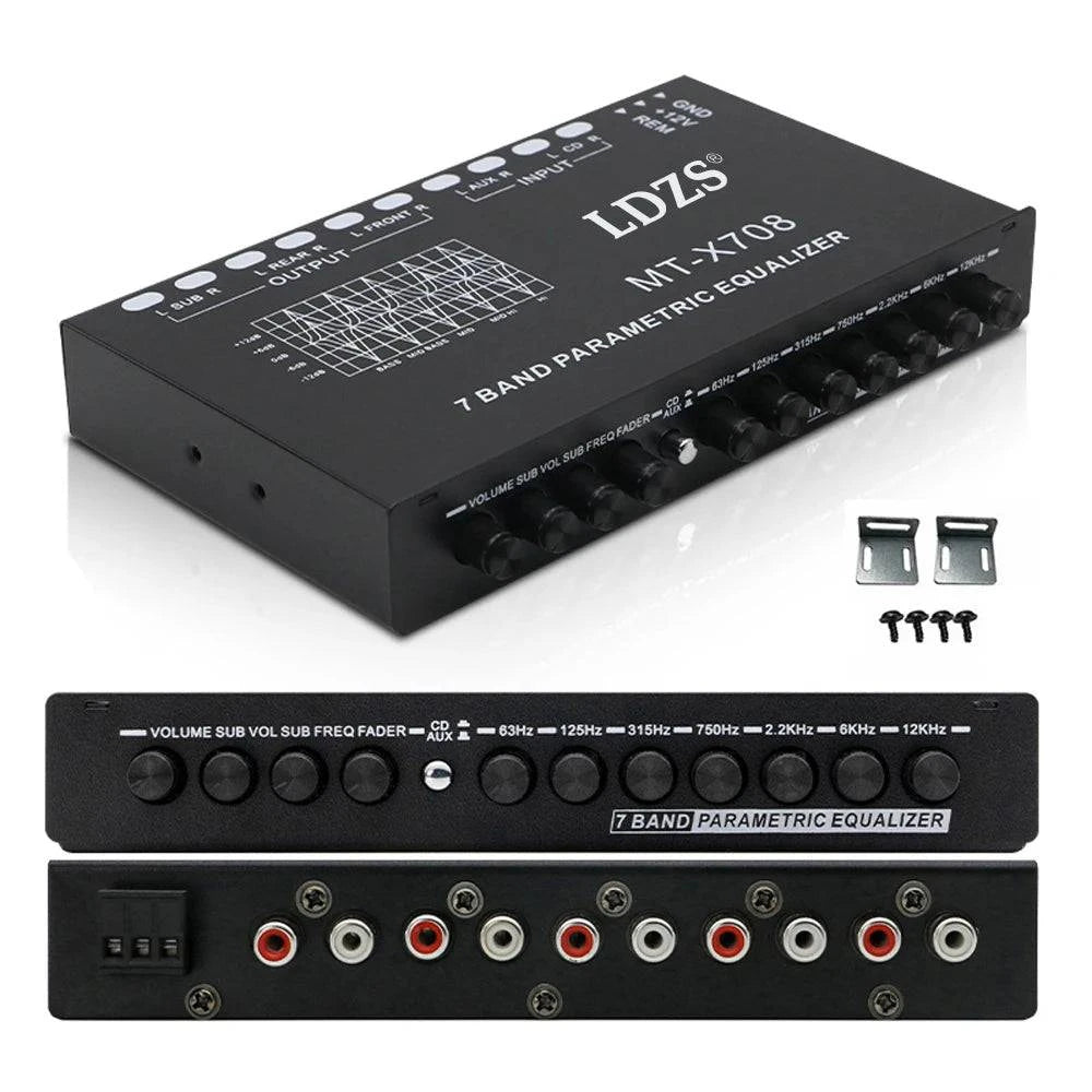 7 Band Car Equalizer Multifunctional Car Audio EQ Tuning Crossover Amplifier Parametric Equalizer Car Audio Equalizer-WAYBIKER