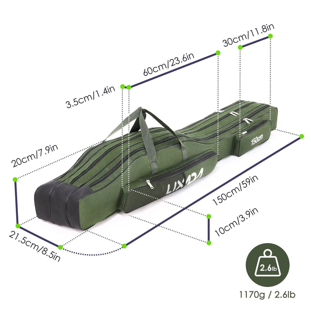 130cm/150cm Three Layers Fishing Bag Portable Folding Fishing Rod Reel Tackle Tool Carry Case Carrier Travel Bag-WAYBIKER