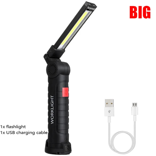 Portable Multifunctional COB LED Folding Work Light 5 Modes Strong Light Flashlight USB Rechargeable Outdoor Camping Torch-WAYBIKER