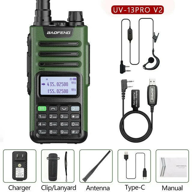 Baofeng UV-13 PRO Ham Radio 16 KM Long Range Distance Dual Band 999 Channel Type-C Charging Walkie Talkie Upgrade UV-5R UV-10R-WAYBIKER