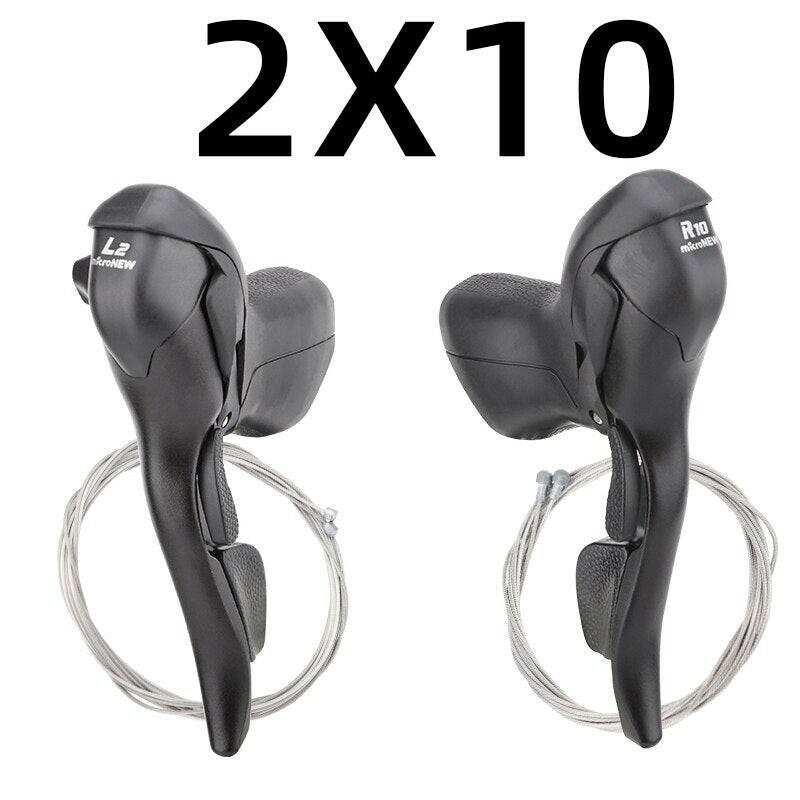 microNEW Road Bike Bicycle Shifter 2*10 Speed For 22.2-23.8mm Handlebar 7/8/9 Speed Dual Control Levers-WAYBIKER