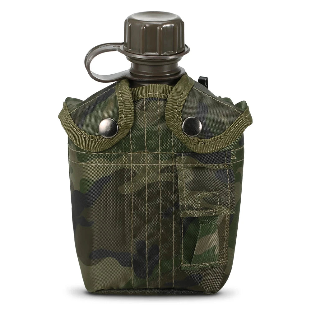 1L Outdoor Military Canteen Bottle Camping Hiking Backpacking Survival Water Bottle Kettle with Cover Sports Bottles-WAYBIKER