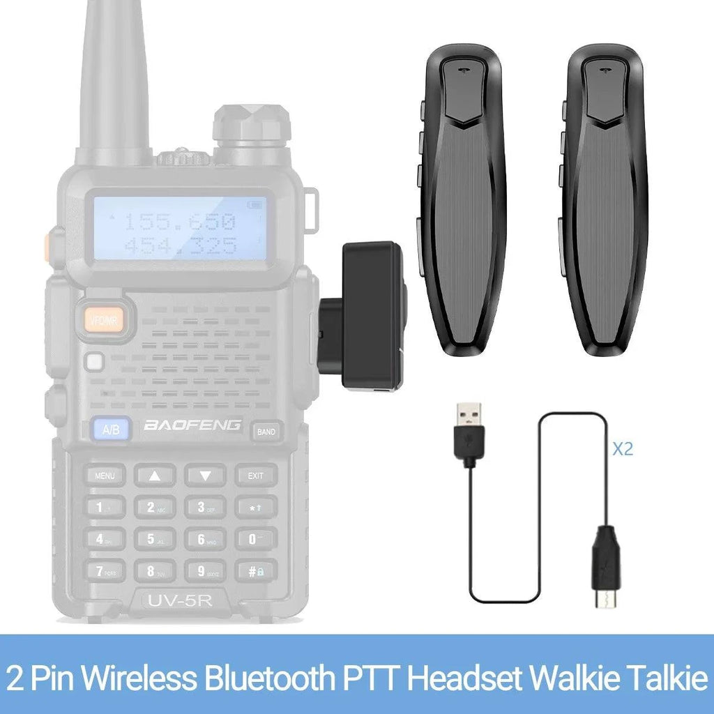 2PCS Baofeng Walkie Talkie 2 Pin Wireless Bluetooth PTT Headset Earpiece K Plug Type-C Microphone Headset UV-5R BF-888S K5-WAYBIKER