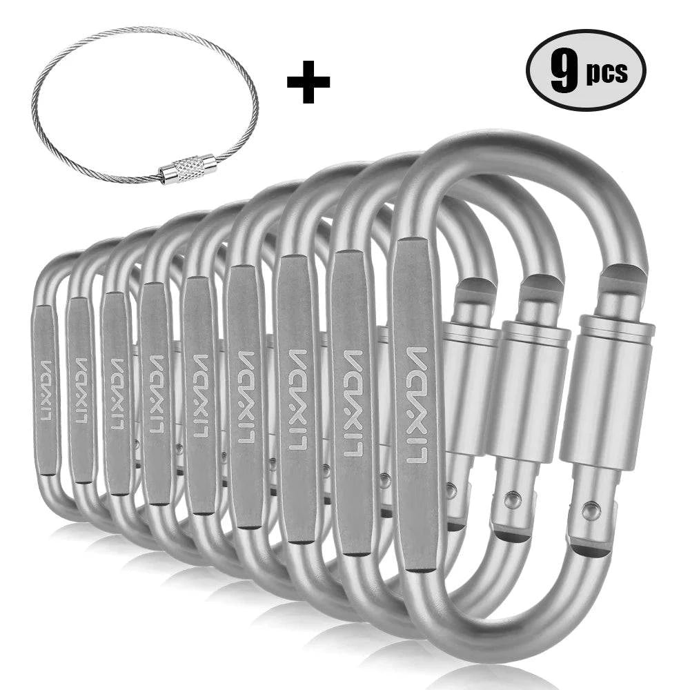 Lixada 1Pcs D-Ring Carabiner Camping Survival Tool Outdoor Key Chain Climbing Carabiner Screw Lock Hook Aluminum Hanging Buckle-WAYBIKER