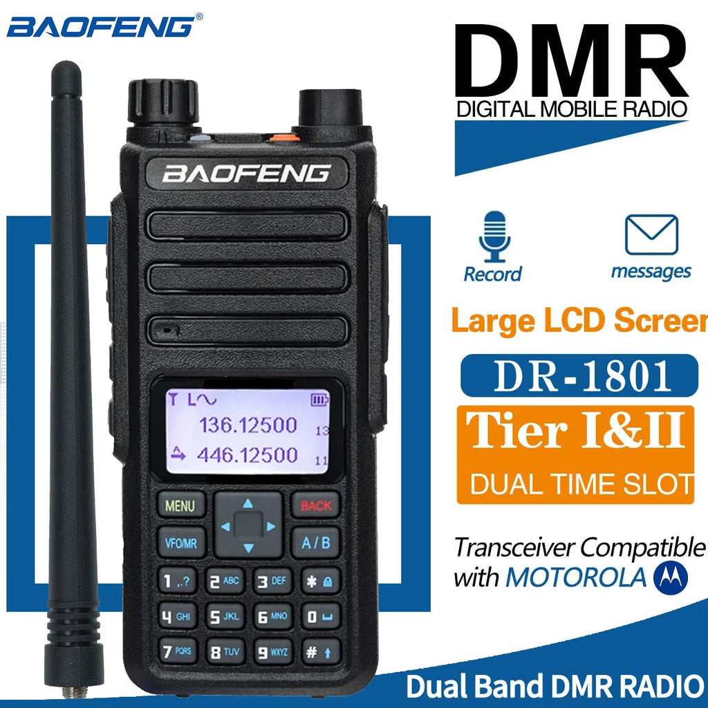 Baofeng DR-1801 Long Range Dual Band DMR Digital/Analog Walkie Talkie Tier 1&2 tier II Dual Time Slot Upgrade Of DM-1801 Radio-WAYBIKER
