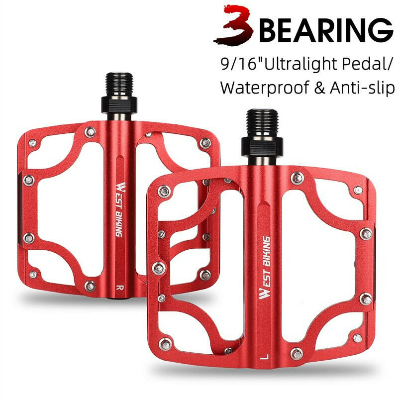 WEST BIKING MTB Bicycle Pedals Ultralight Road Bike 3 Bearing Pedals Aluminum Cycling Non-Slip Flat Pedals Bike Accessories-WAYBIKER