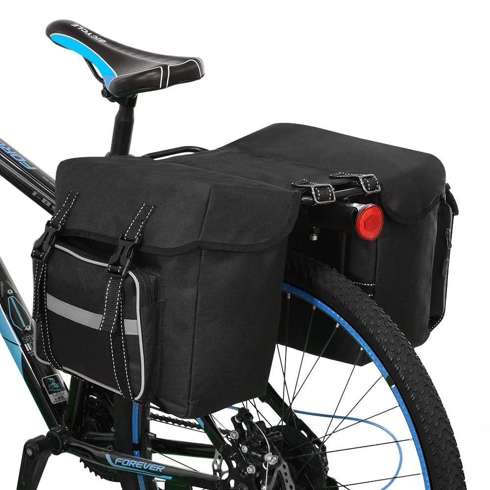 Bike Back Pannier Bicycle Rear Seat Bag Cycling Rack Grocery Pannier Road Bike Storage Bag Double Side Bag with Two Zipper Pouch-WAYBIKER